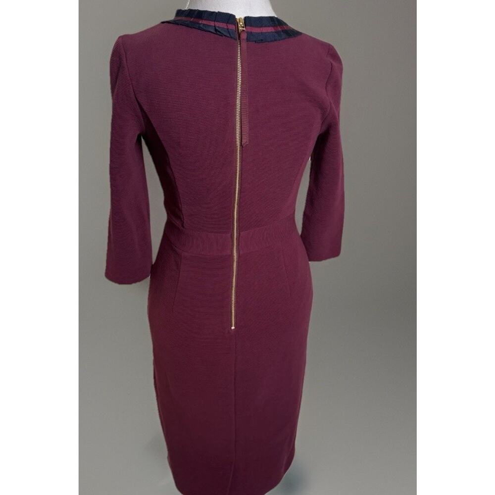 Boden Burgundy Navy Polperro Ottoman Dress | Wiggle | Retro Inspired | Stretch - Picture 7 of 8
